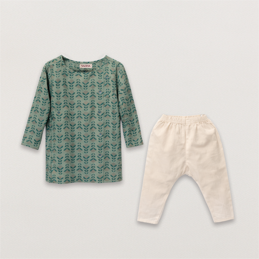 Printed Sage Kurta & Pant Set