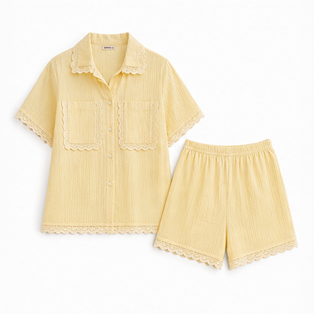 Butter Yellow Lace Co-ord Set