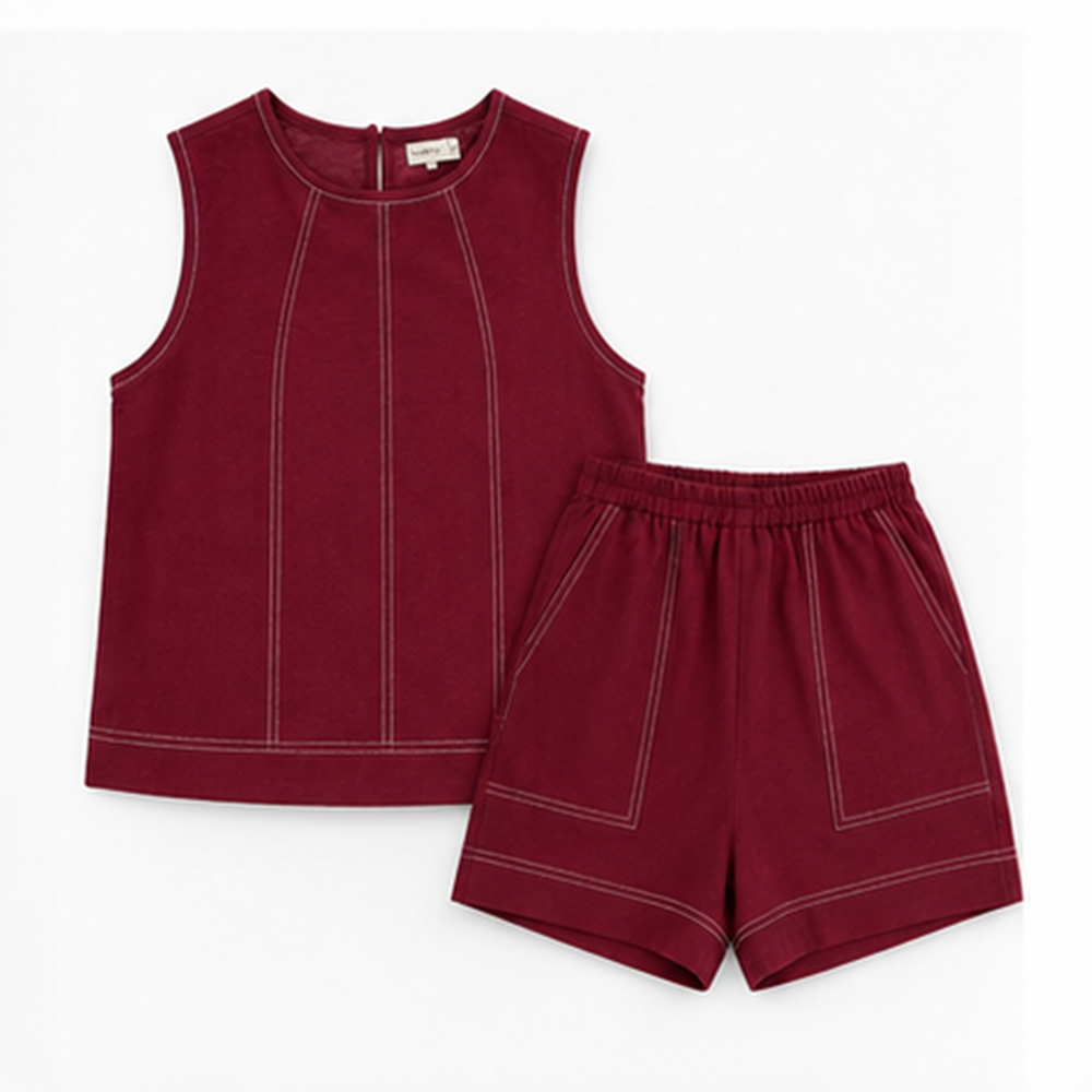 Maroon Sleeveless Co-ord Set