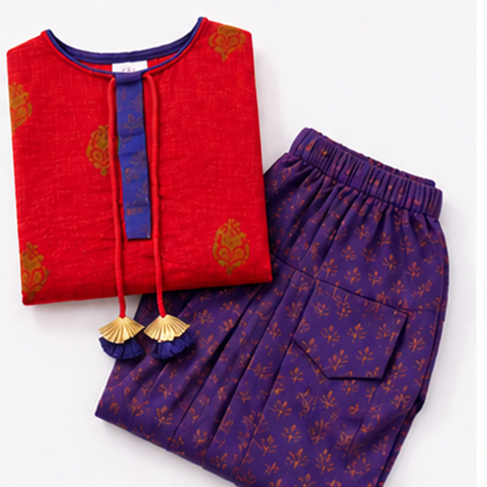 Red Kurta Top & Salvar Set