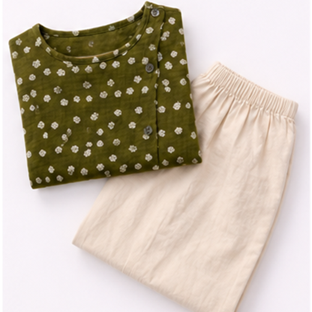 Olive Hand Block Print Kurta & Pant Set