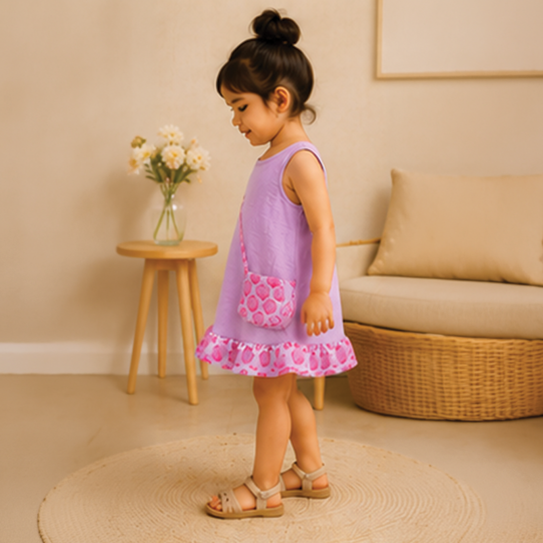 Lilac Seashell Dress with Sling Bag