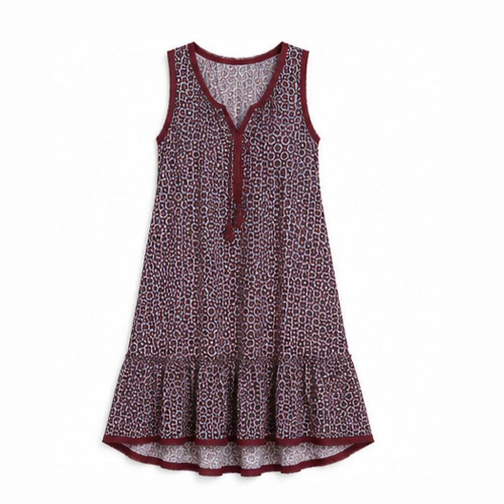 Maroon Printed Dress