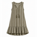 Olive Stripe Print Dress
