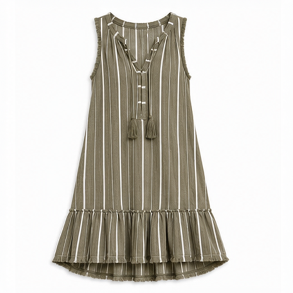 Olive Stripe Print Dress
