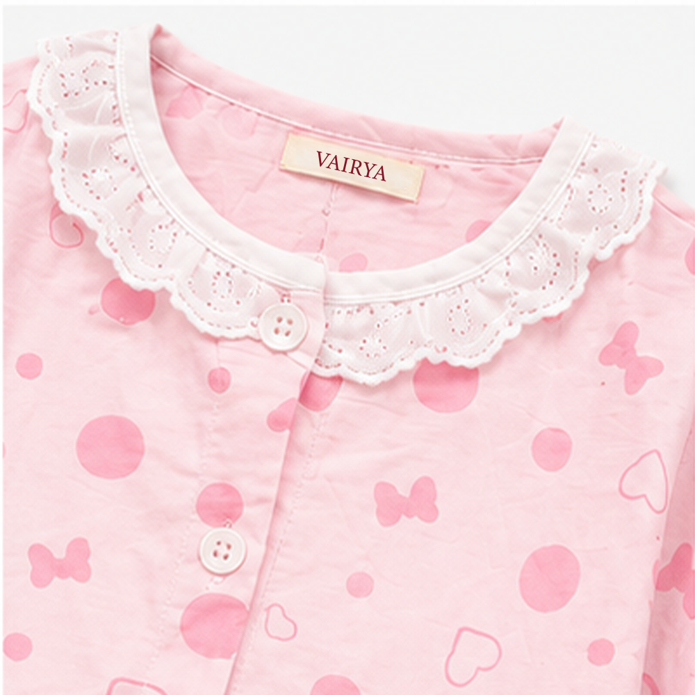 Blossom Pink Lace Pajama Set