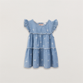 Denim Dress with Bow Print