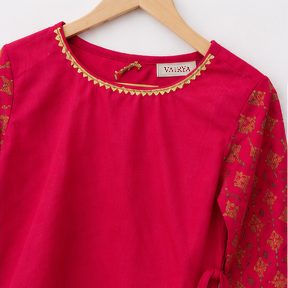Pink Full Sleeves Lehenga Set