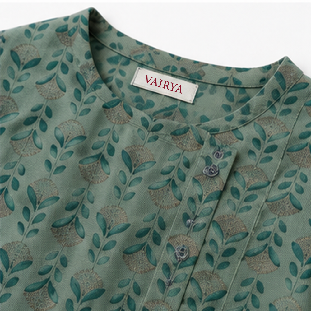 Printed Sage Kurta & Pant Set
