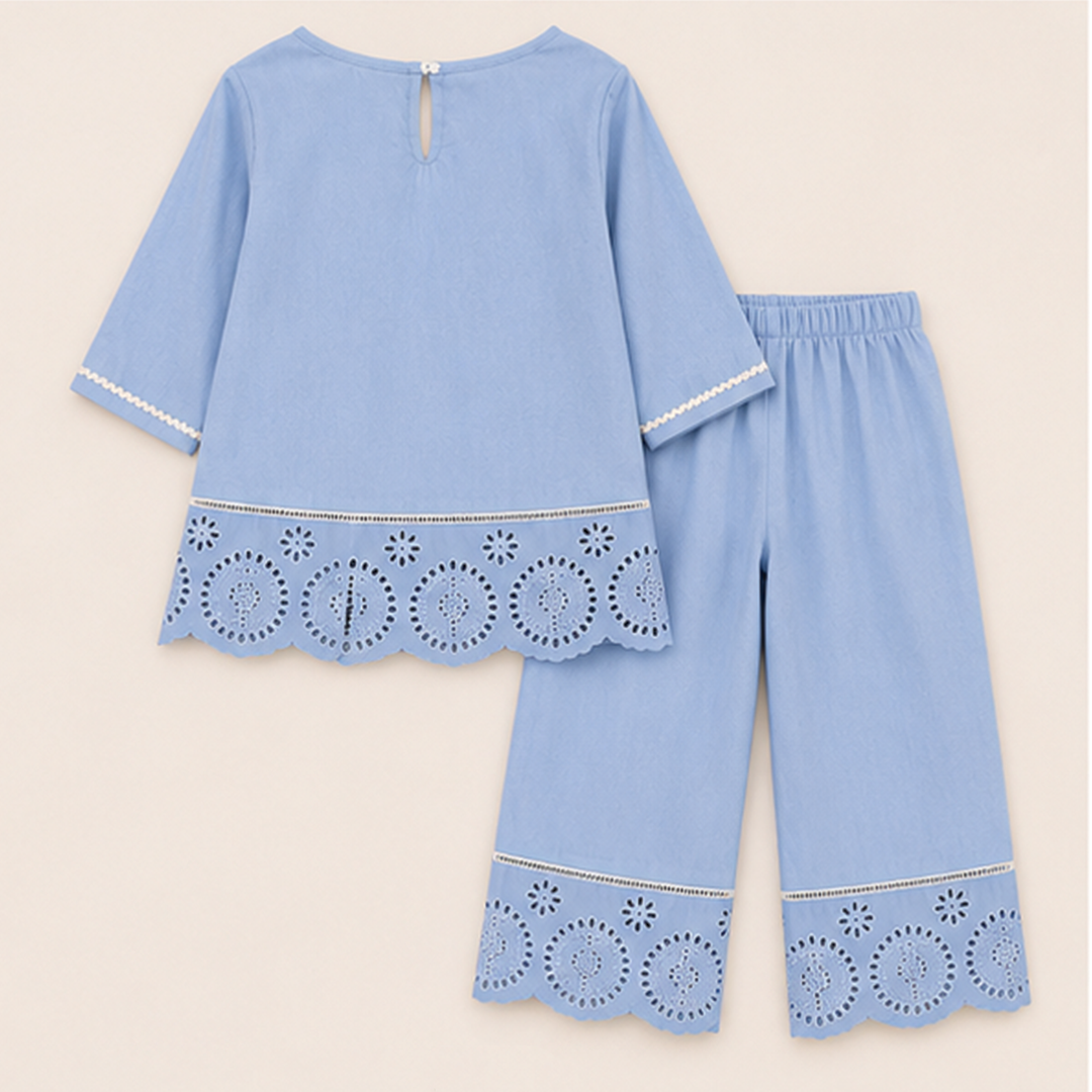 Blue Eyelet Co-ord Set
