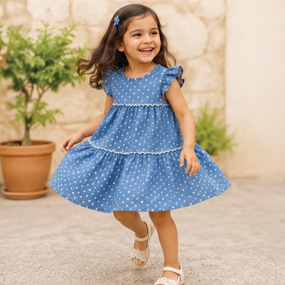 Polka Dot Denim Dress
