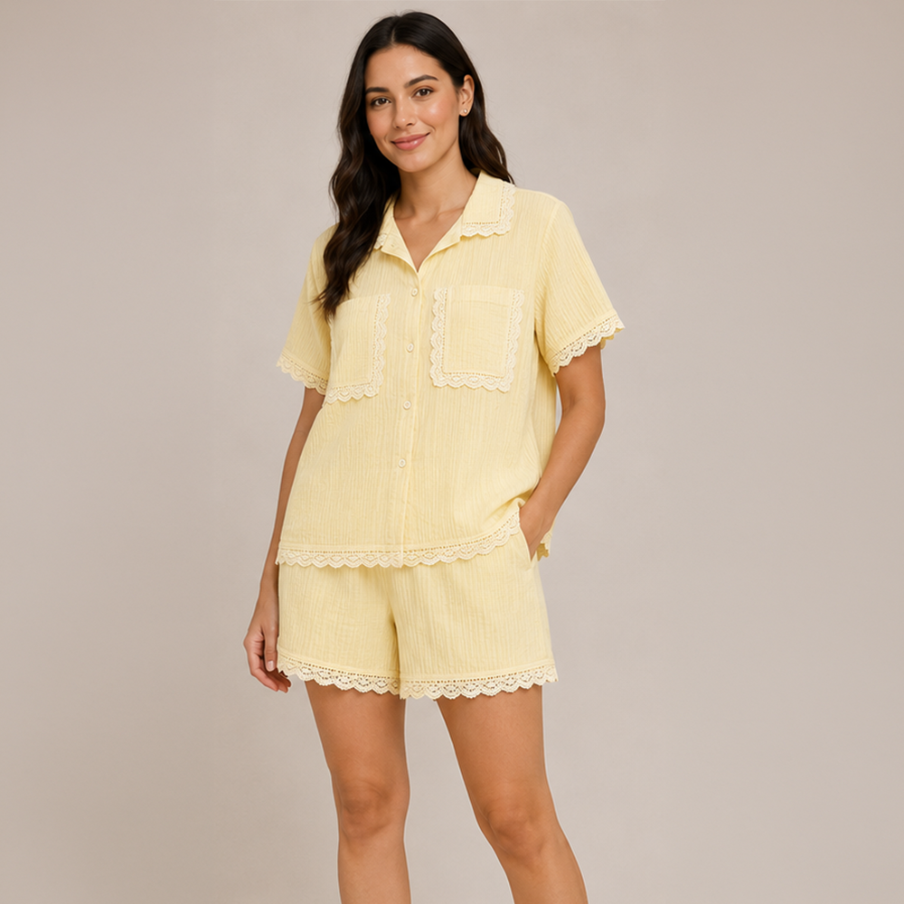 Butter Yellow Lace Co-ord Set