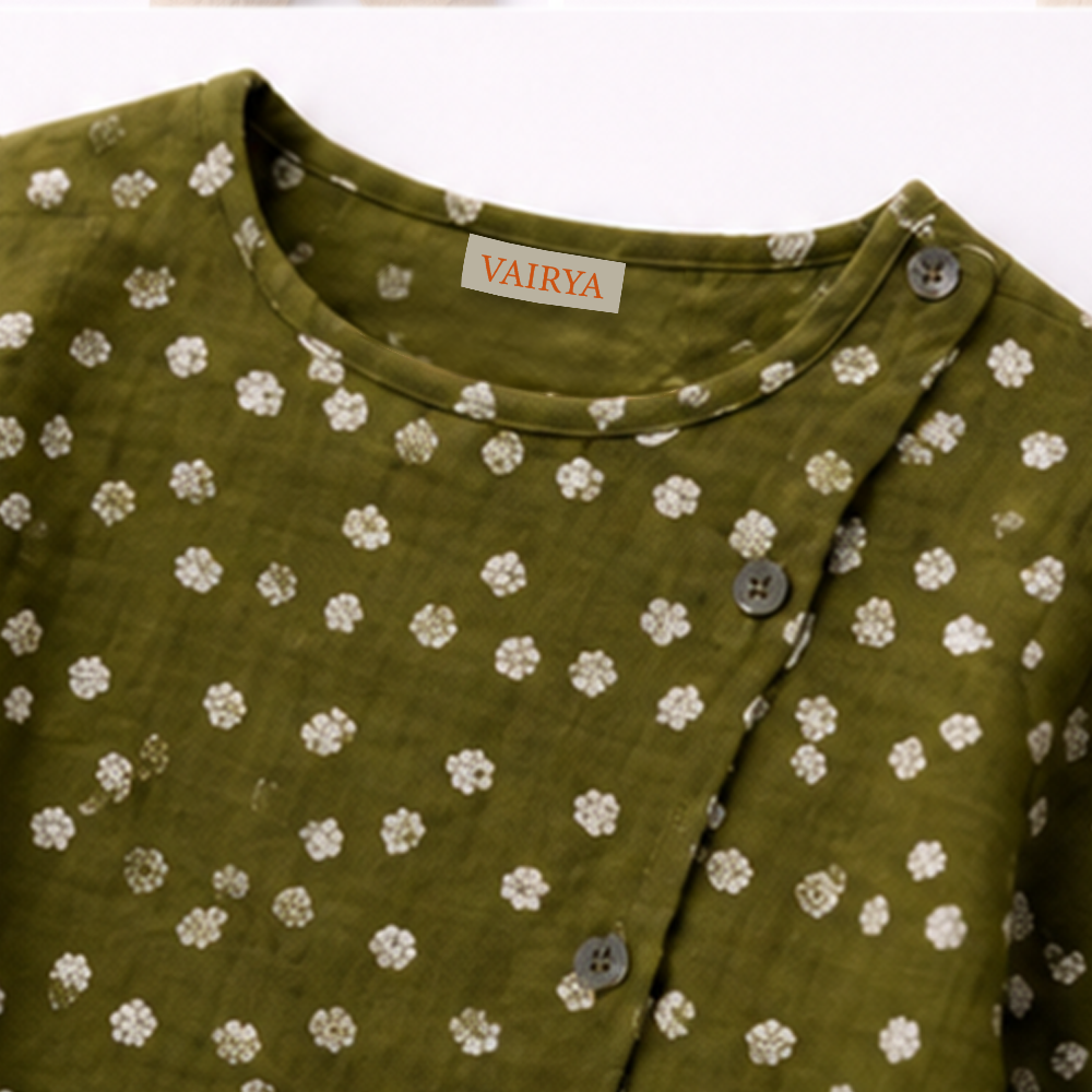 Olive Hand Block Print Kurta & Pant Set