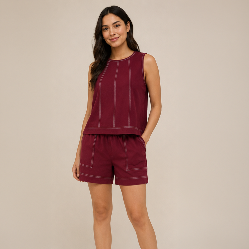 Maroon Sleeveless Co-ord Set