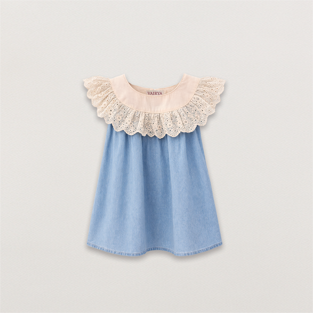 Light Denim Lace Yoke Dress