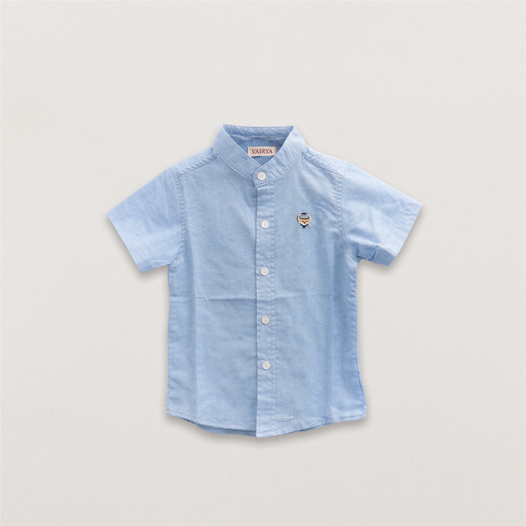Sky Blue Mandarin Collar Shirt