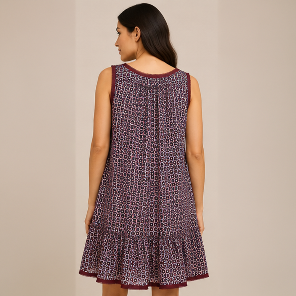 Maroon Printed Dress