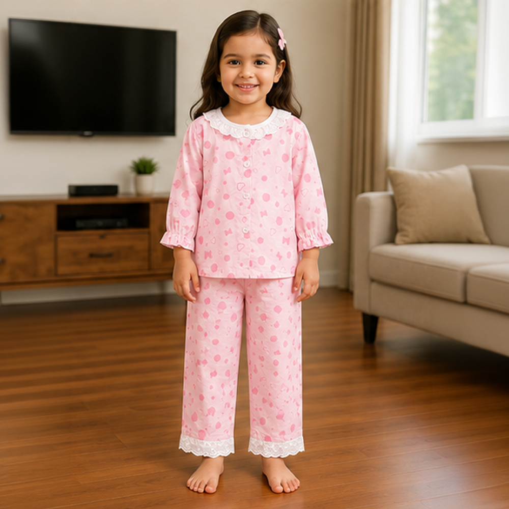 Blossom Pink Lace Pajama Set
