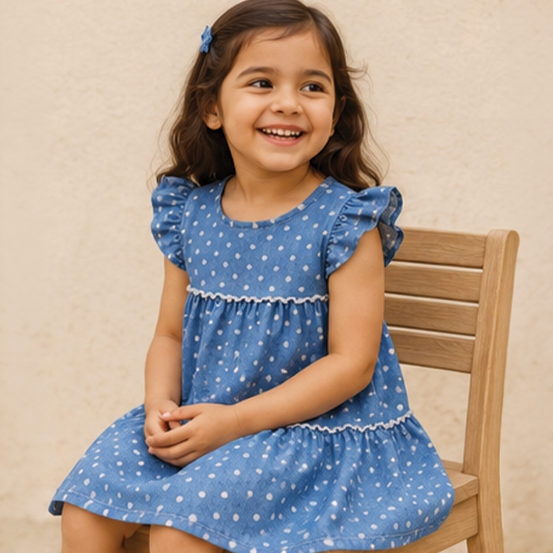Polka Dot Denim Dress