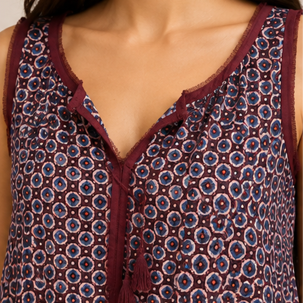 Maroon Printed Dress