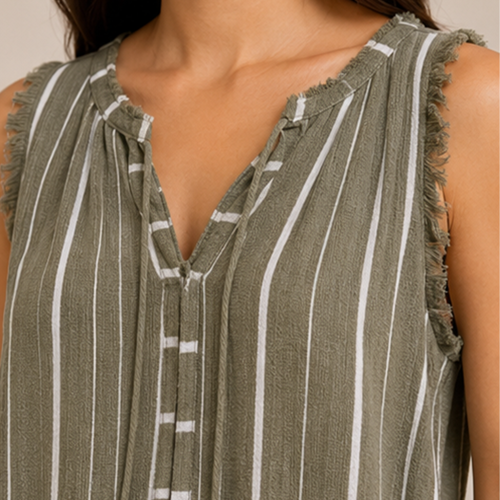 Olive Stripe Print Dress