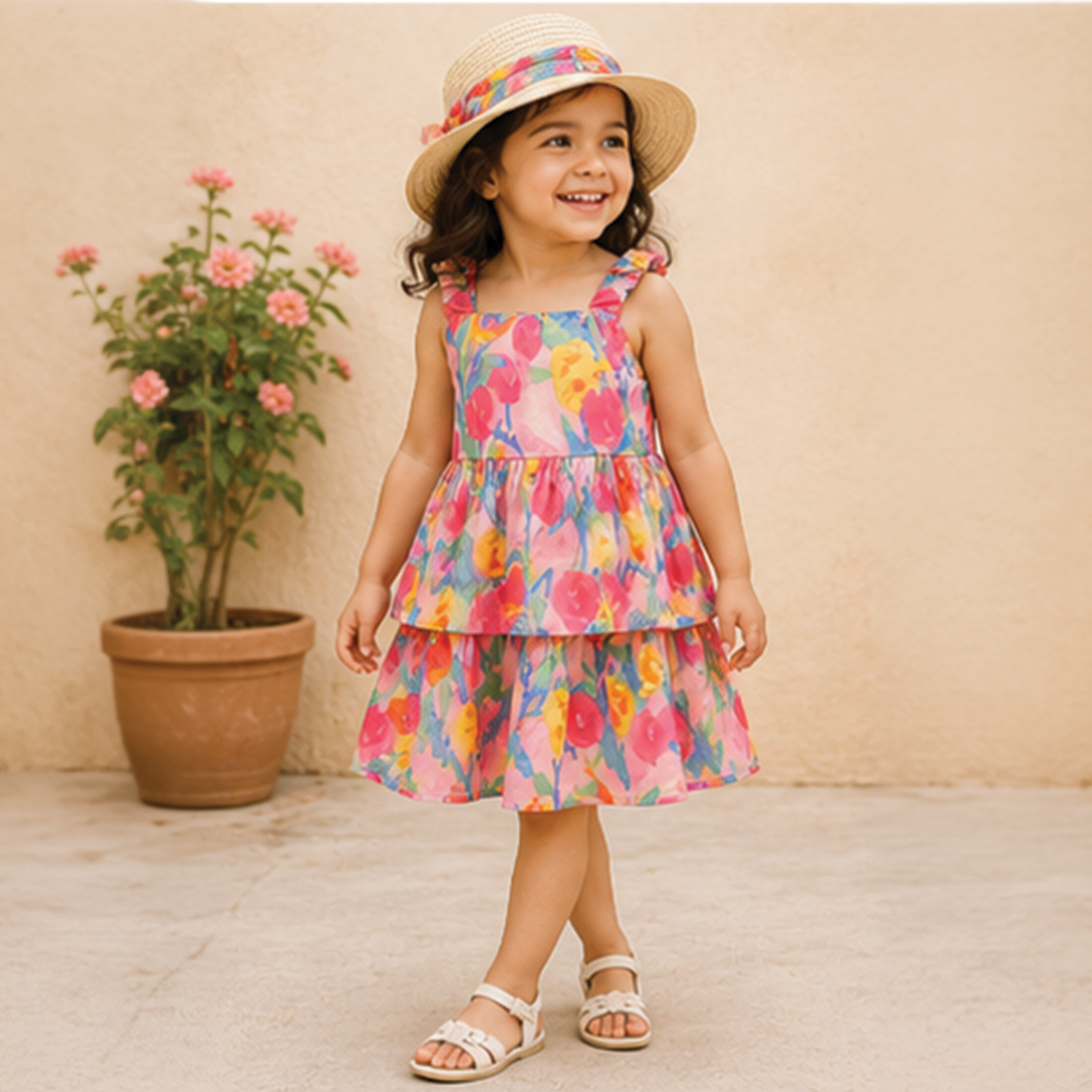 Floral Summer Dress with Hat