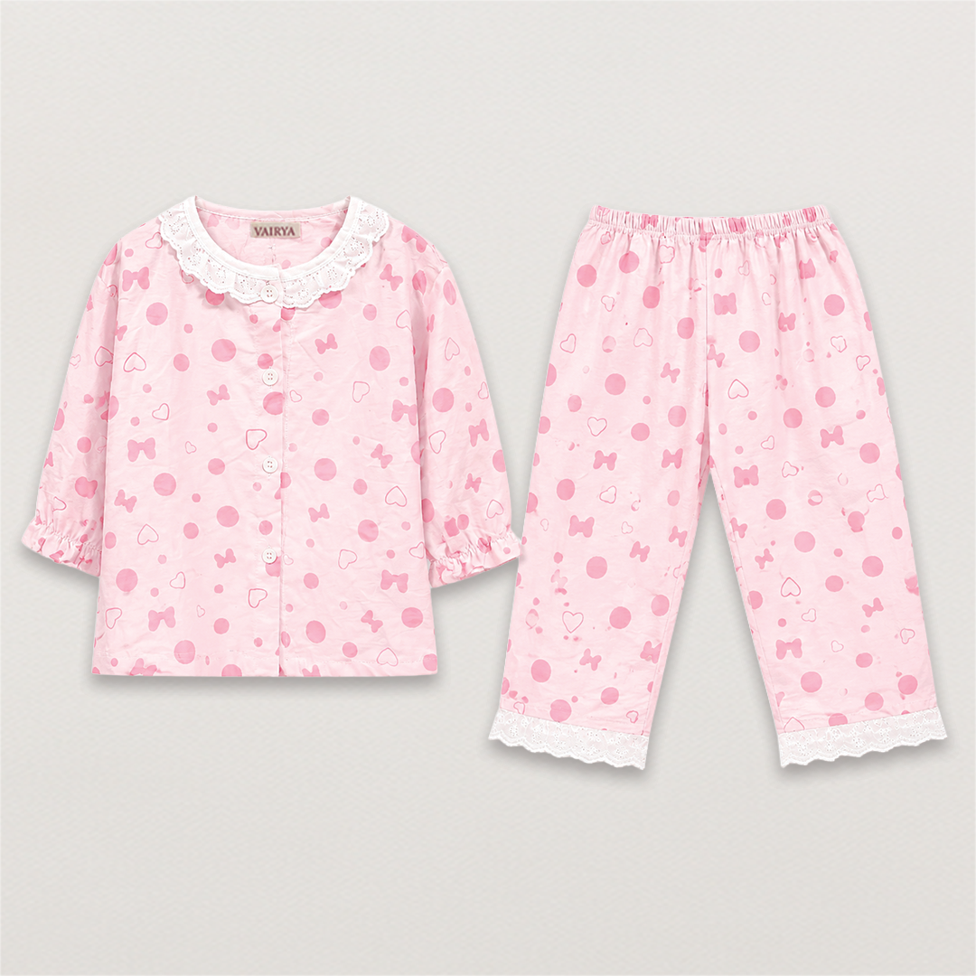 Blossom Pink Lace Pajama Set