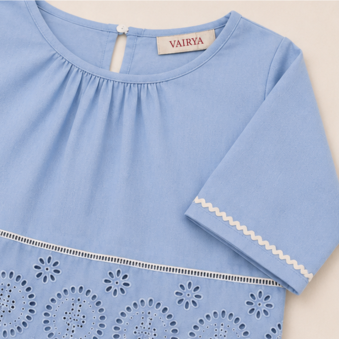Blue Eyelet Co-ord Set