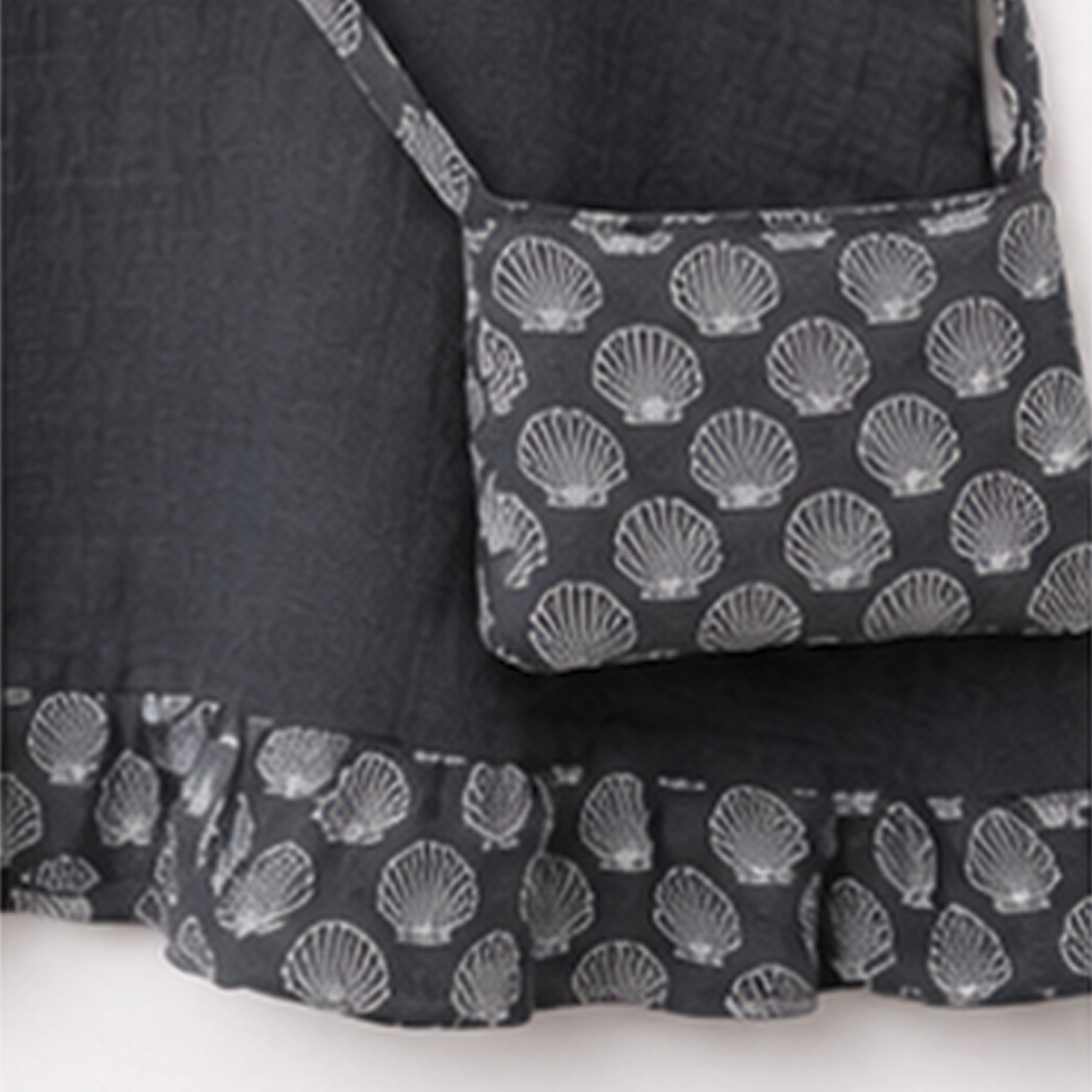Grey Seashell Dress with Sling Bag