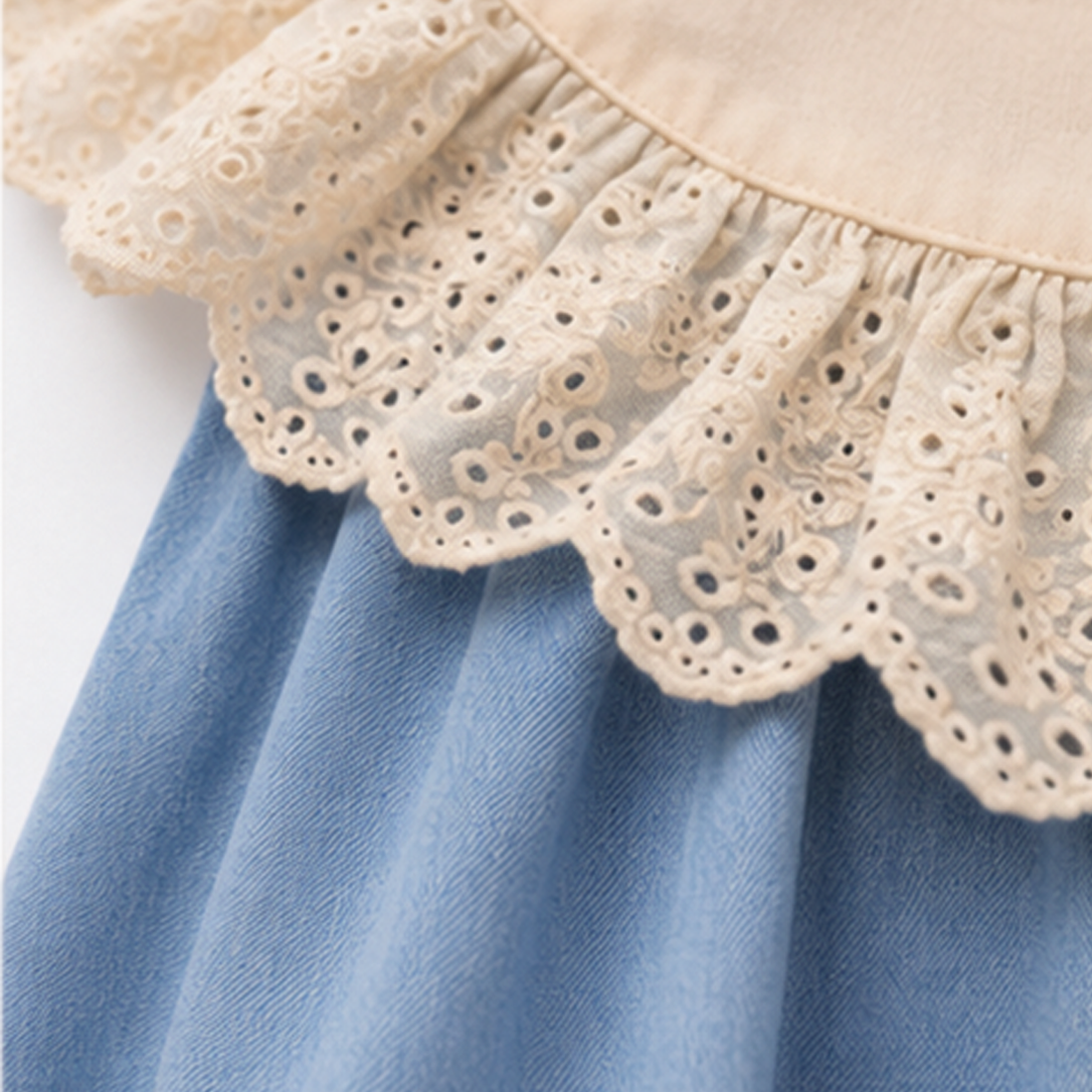 Light Denim Lace Yoke Dress