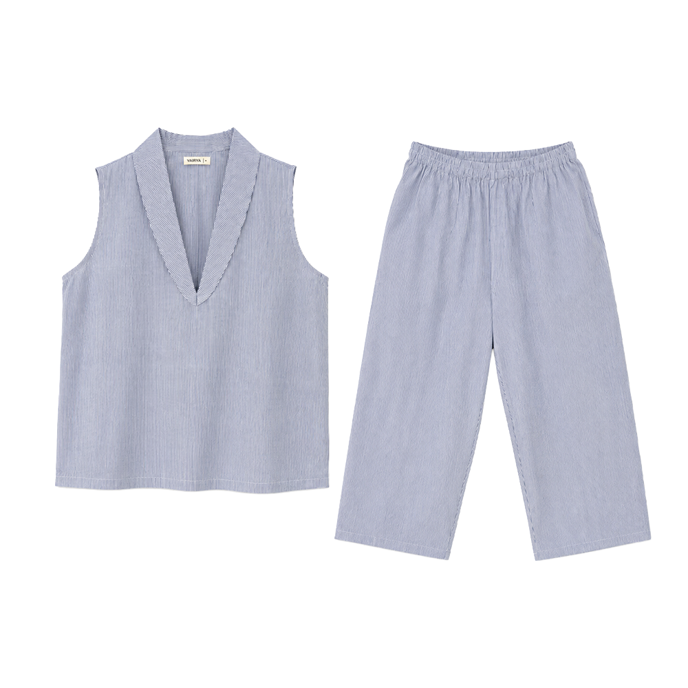 Blue Sleeveless Lounge Set