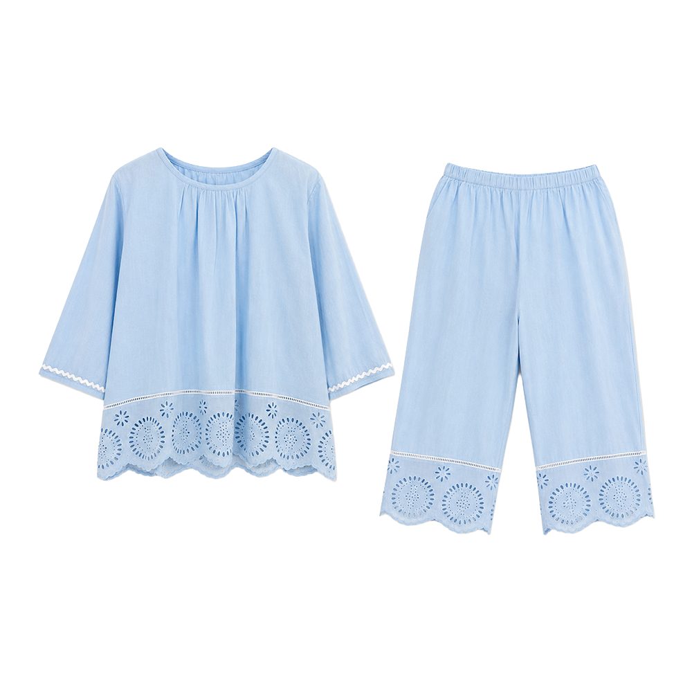 Light Blue Scallop Co-ord Set