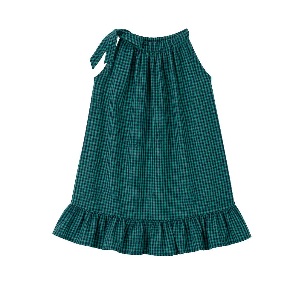 Green Checked Ruffle Dress